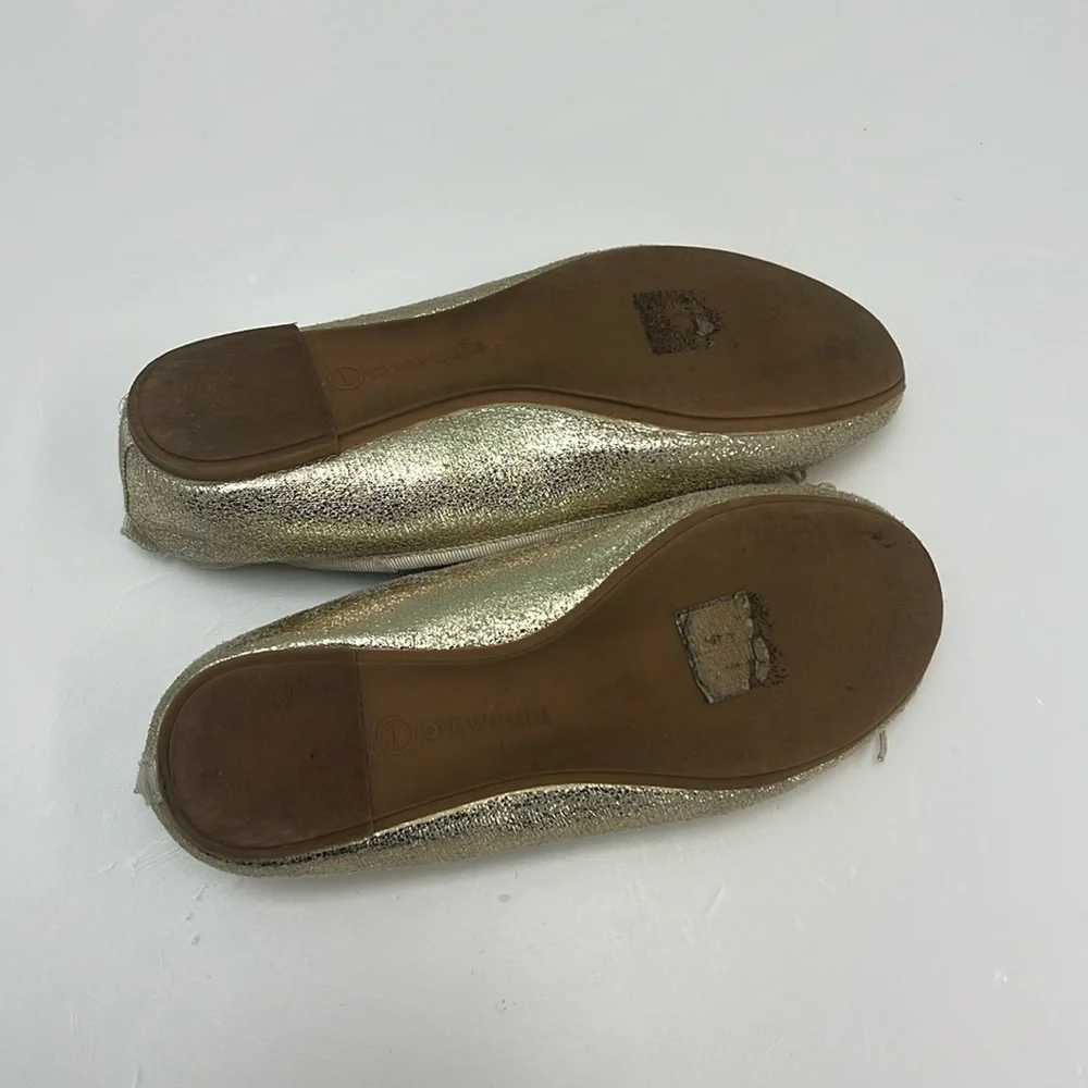 Crewcuts Dress Shoes Gold Ballet Flats Metallic Girls Sparkly Event J. Crew